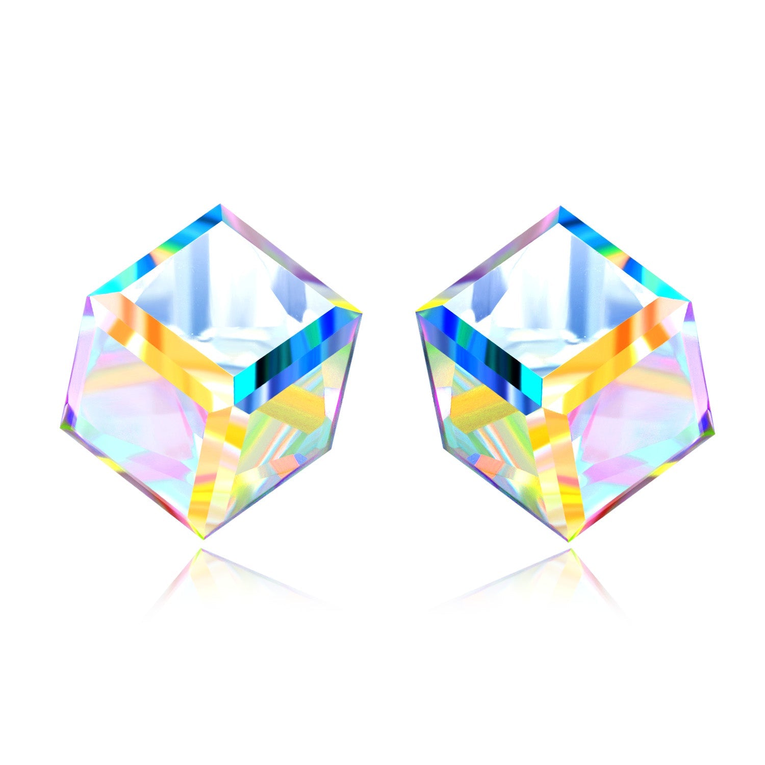 Swarovski Crystal Multi Color Cube Stud Earrings - The Avenue44