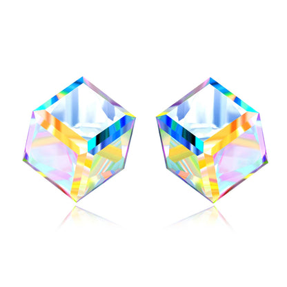 Swarovski Crystal Multi Color Cube Stud Earrings - The Avenue44