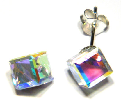Swarovski Crystal Multi Color Cube Stud Earrings - The Avenue44