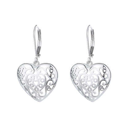 14K Gold and Sterling Silver Filigree Heart Earring - The Avenue44