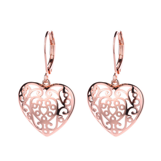 14K Gold and Sterling Silver Filigree Heart Earring - The Avenue44