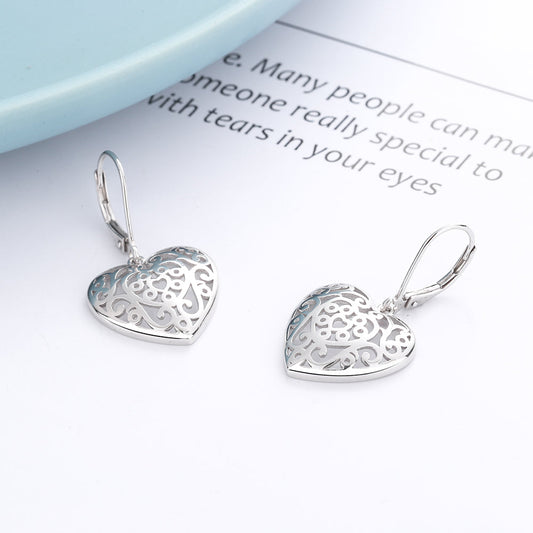 14K Gold and Sterling Silver Filigree Heart Earring - The Avenue44