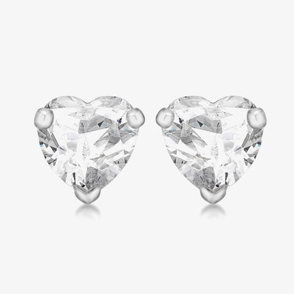 Amy and Annette Sterling Silver Crystal Heart Stud Earrings - The Avenue44