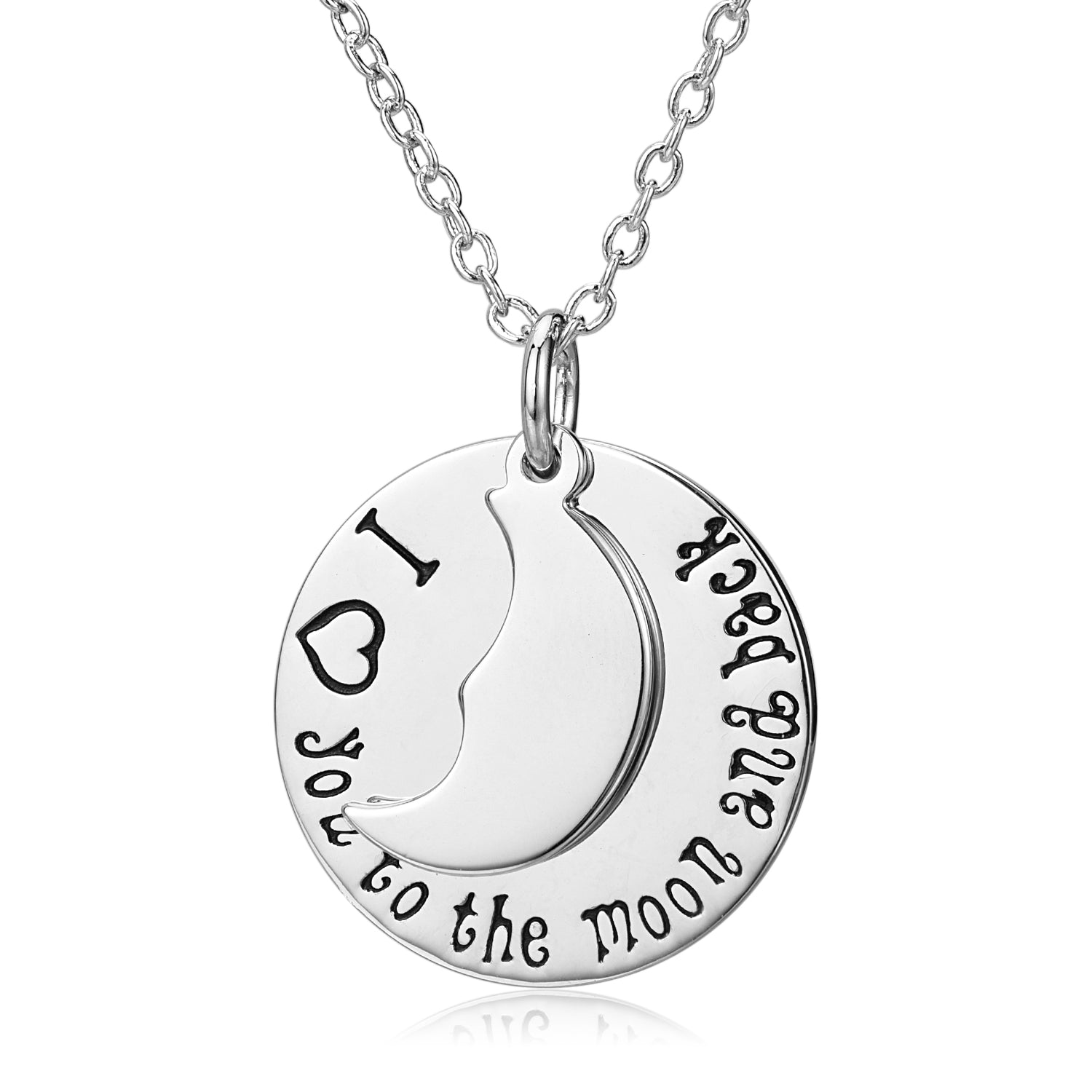 Vintage-Inspired "I Love you to the moon and back" Necklace in Rhodium - The Avenue44