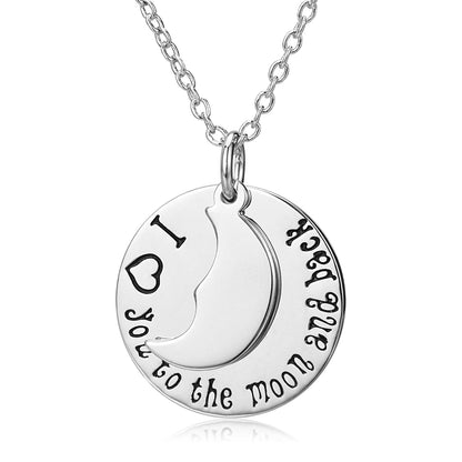 Vintage-Inspired "I Love you to the moon and back" Necklace in Rhodium - The Avenue44
