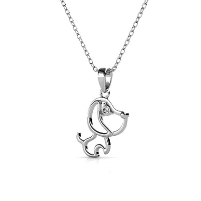 Swarovski Crystal With White And Rose-Gold Plated Dog Pendant Necklace - The Avenue44