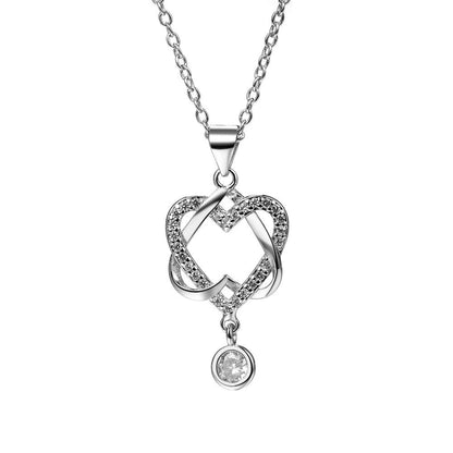 Amy and Annette 18K White Gold Heart Pendant Necklace with crystals from Swarovski - The Avenue44
