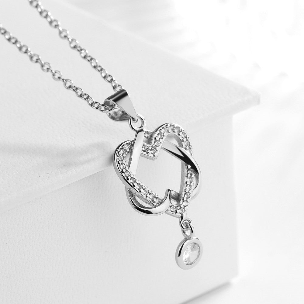 Amy and Annette 18K White Gold Heart Pendant Necklace with crystals from Swarovski - The Avenue44