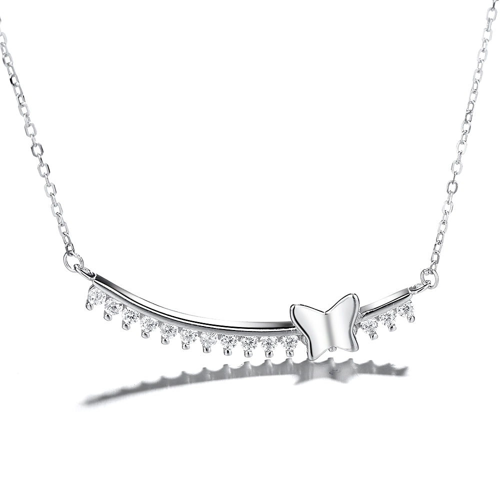 Sterling Silver Butterfly perched on Branch Necklace - The Avenue44