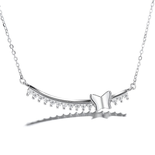 Sterling Silver Butterfly perched on Branch Necklace - The Avenue44