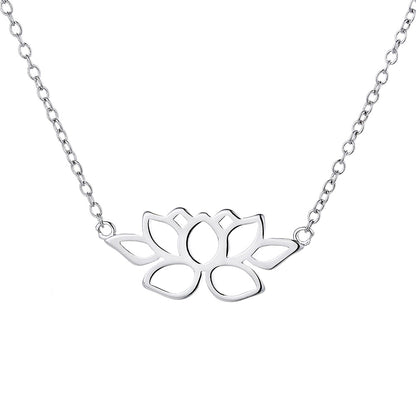 Sterling Silver Lotus Flower Necklace - The Avenue44