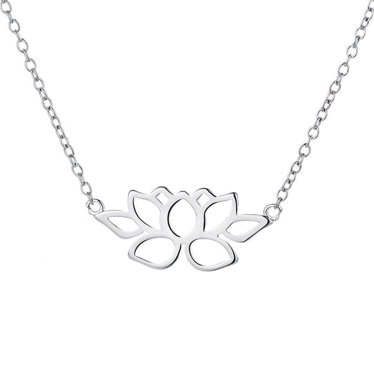 Sterling Silver Lotus Flower Necklace - The Avenue44