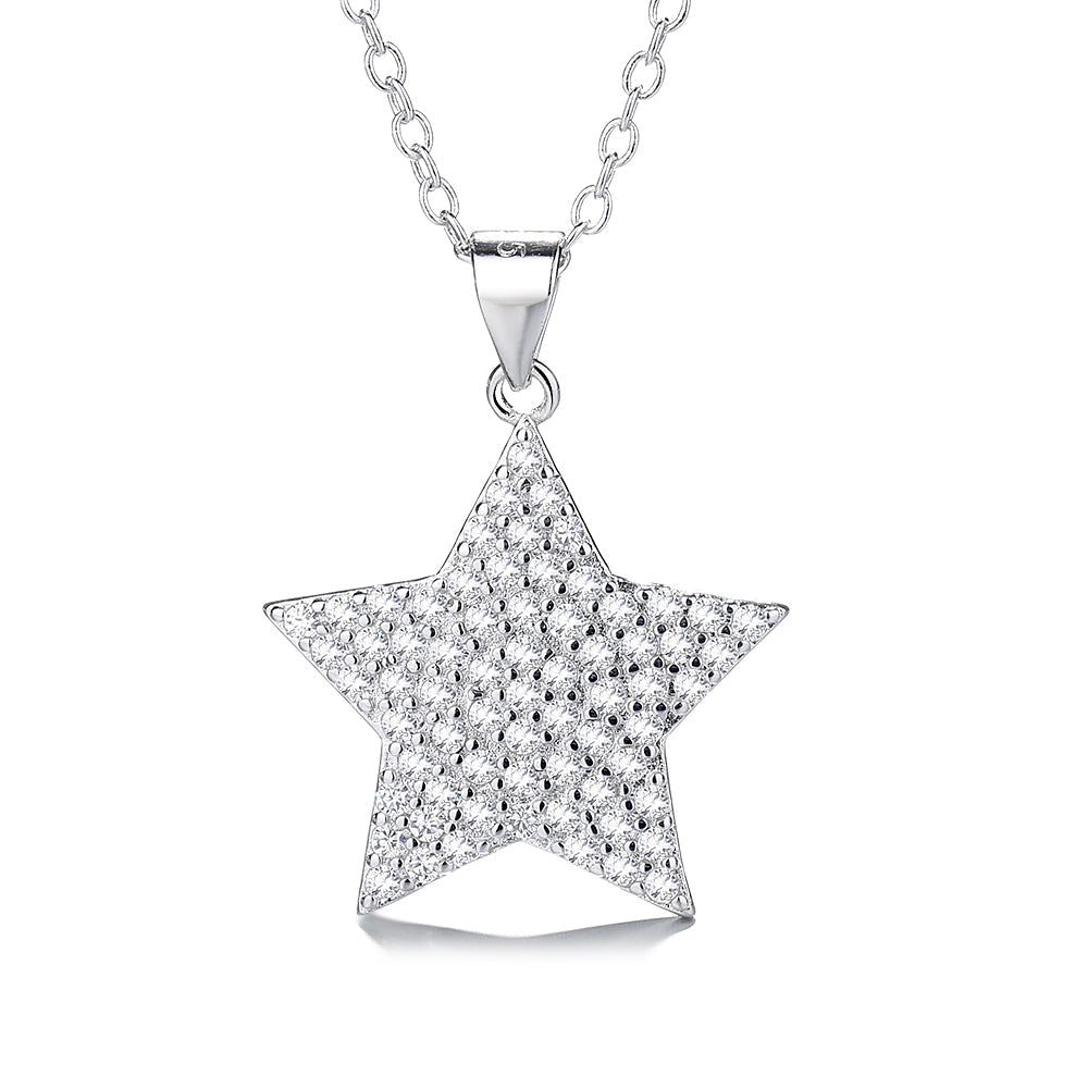 Sterling Silver Star Pendant Necklace with crystals from Swarovski - The Avenue44