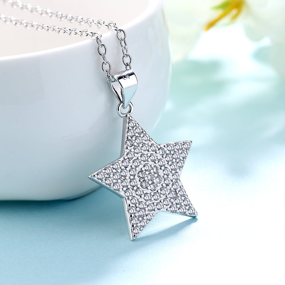 Sterling Silver Star Pendant Necklace with crystals from Swarovski - The Avenue44