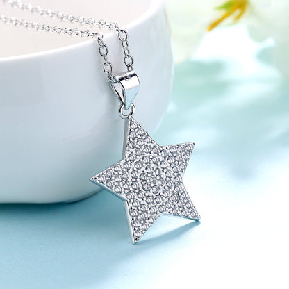 Sterling Silver Star Pendant Necklace with crystals from Swarovski - The Avenue44