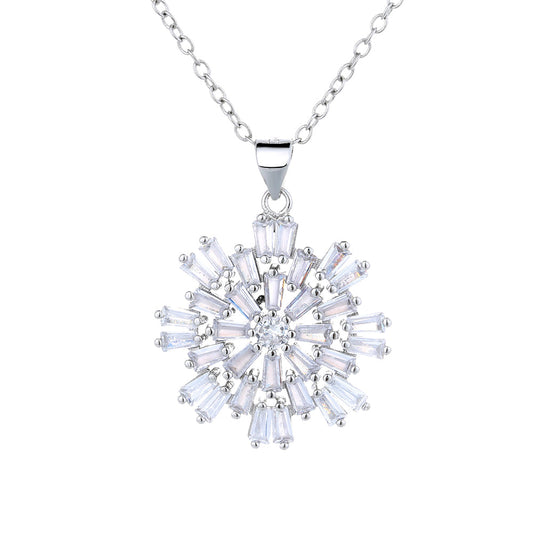 Sterling Silver Starburst Swarovski Crystal Necklace - The Avenue44