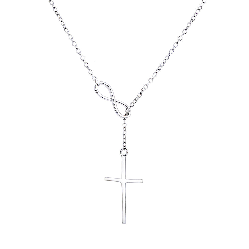 14K Gold Lariat Infinity Cross Pendant necklace - The Avenue44