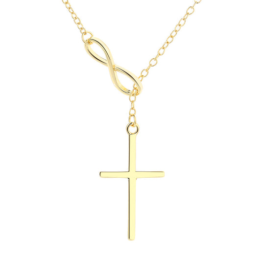 14K Gold Lariat Infinity Cross Pendant necklace - The Avenue44