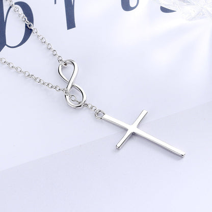 14K Gold Lariat Infinity Cross Pendant necklace - The Avenue44