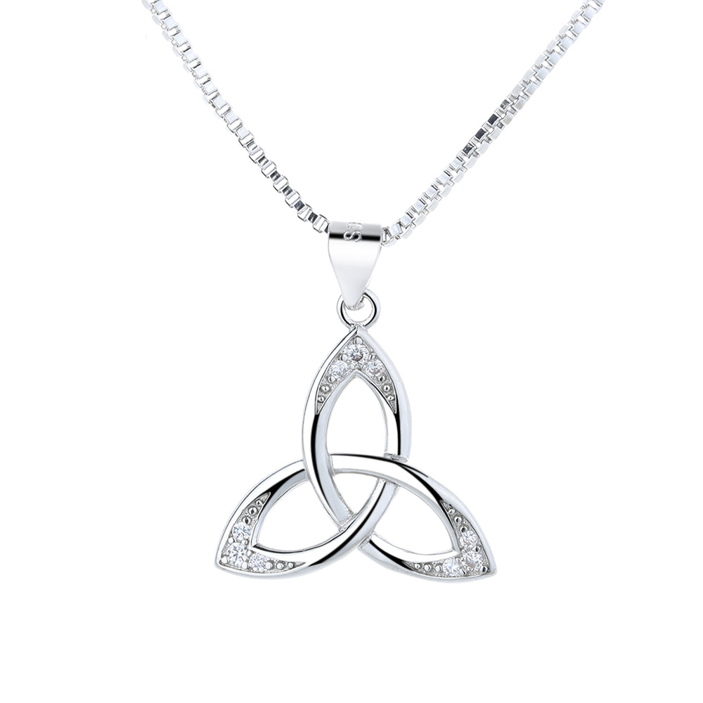 Sterling Silver Celtic Pendant Necklace with Swarovski Crystals - The Avenue44