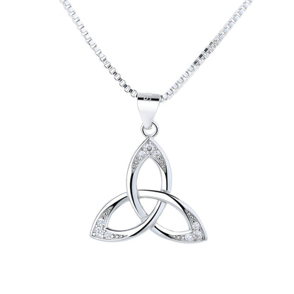 Sterling Silver Celtic Pendant Necklace with Swarovski Crystals - The Avenue44