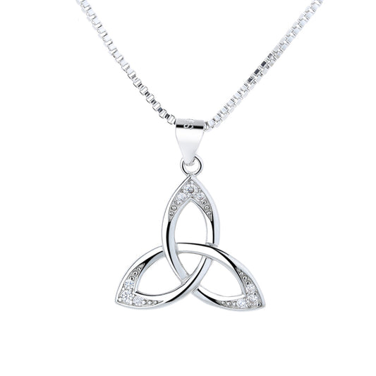 Sterling Silver Celtic Pendant Necklace with Swarovski Crystals - The Avenue44