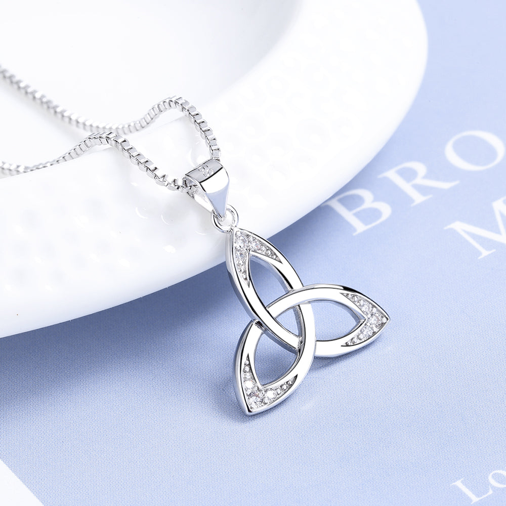 Sterling Silver Celtic Pendant Necklace with Swarovski Crystals - The Avenue44