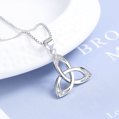 Sterling Silver Celtic Pendant Necklace with Swarovski Crystals - The Avenue44