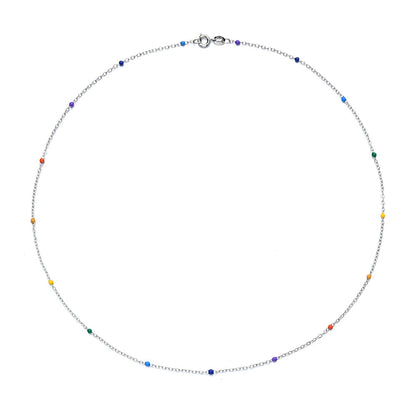 925 Sterling Silver 7 Genuine Chakra Stationary Necklace - The Avenue44