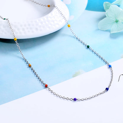 925 Sterling Silver 7 Genuine Chakra Stationary Necklace - The Avenue44