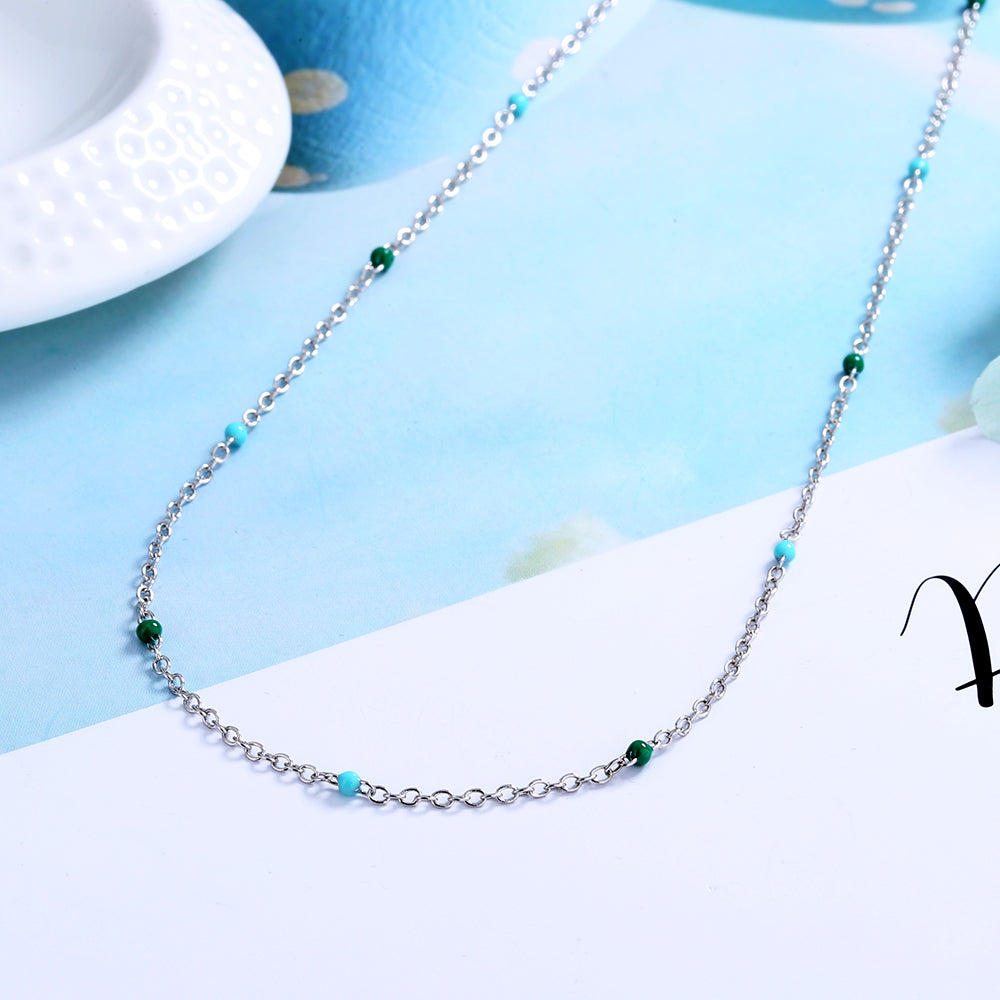 925 Sterling Silver 7 Genuine Chakra Stationary Necklace - The Avenue44