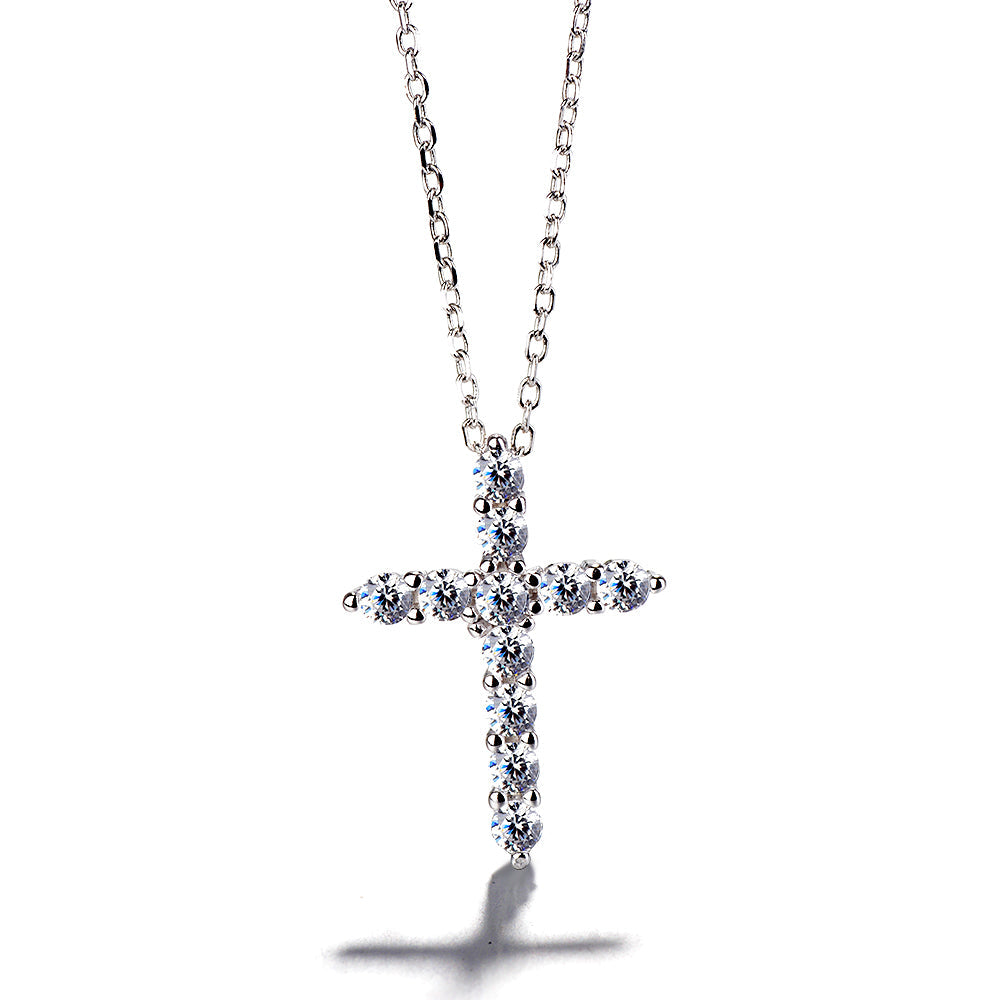 Sterling Silver Cross Necklace with crystals from Swarovski - The Avenue44