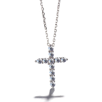 Sterling Silver Cross Necklace with crystals from Swarovski - The Avenue44