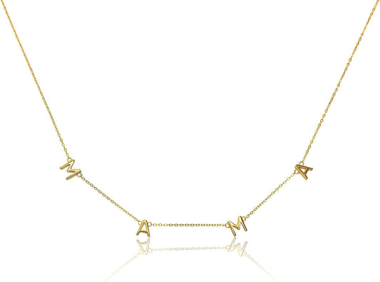 14K Gold Mama Bib Necklace - 14" - The Avenue44