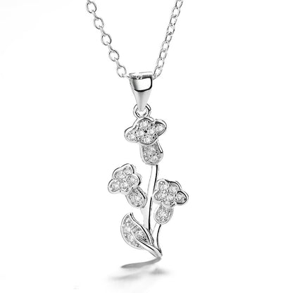 18k Rose And Sterling Silver Tulip Pendant Necklace with crystals - The Avenue44