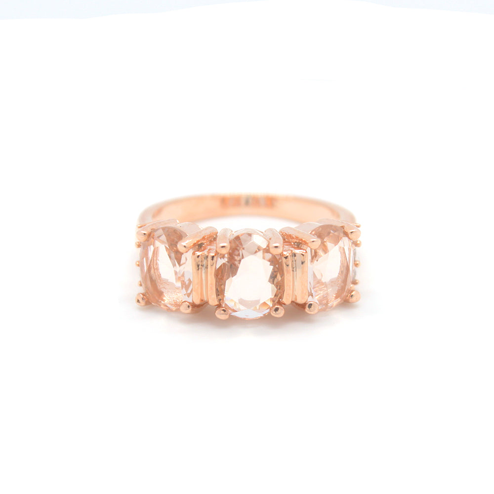 3 Stone Morganite Ring in 18k Rose Gold - The Avenue44