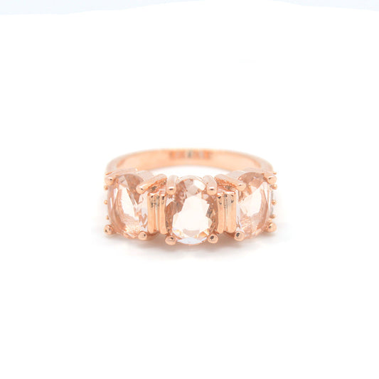 3 Stone Morganite Ring in 18k Rose Gold - The Avenue44
