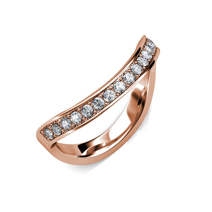 Ocean Wave Studded Swarovski Crystal Ring in 18K Rose Gold - The Avenue44