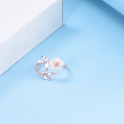 Swarovski Crystal Flower Ring 18k Rose Gold Plated - The Avenue44