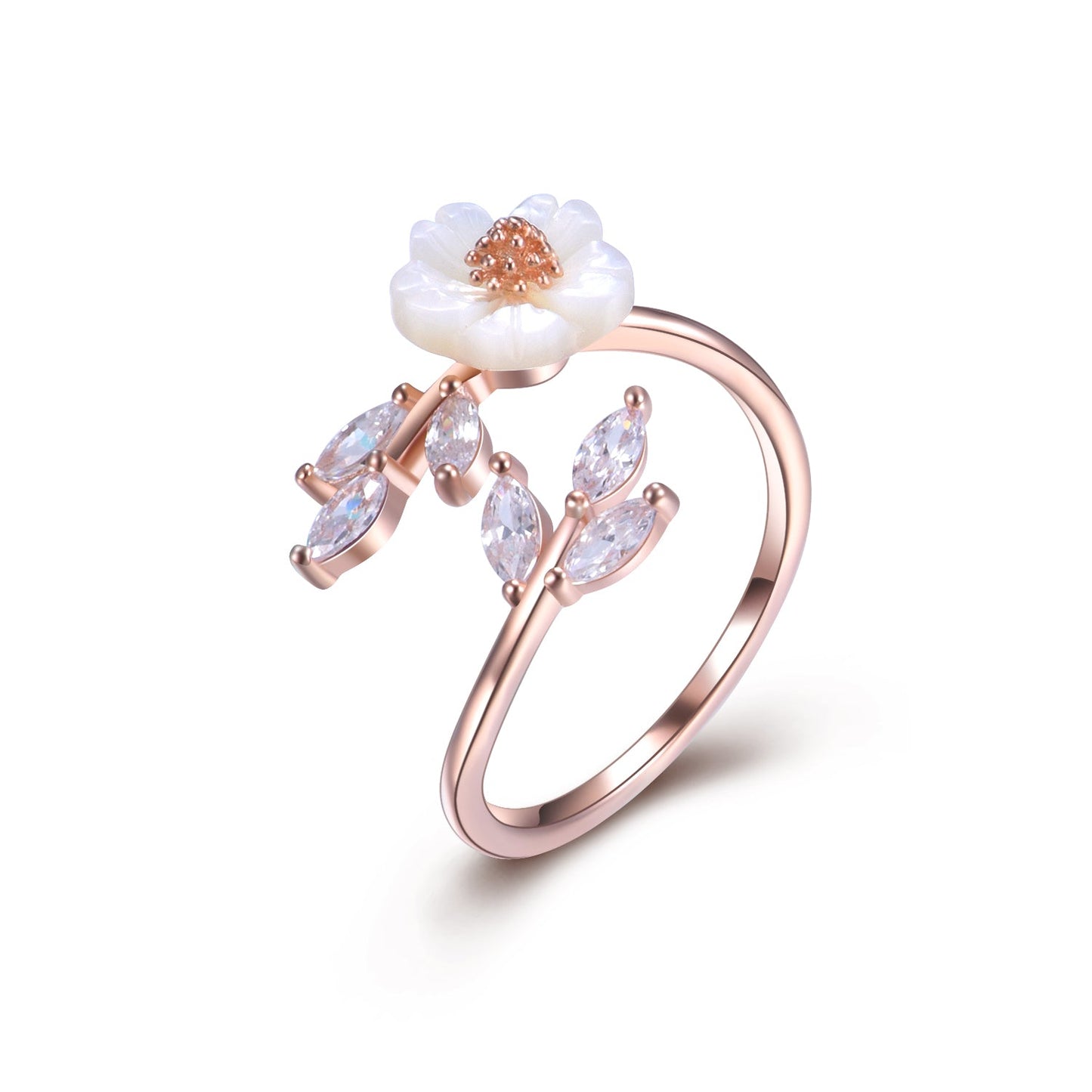 Swarovski Crystal Flower Ring 18k Rose Gold Plated - The Avenue44