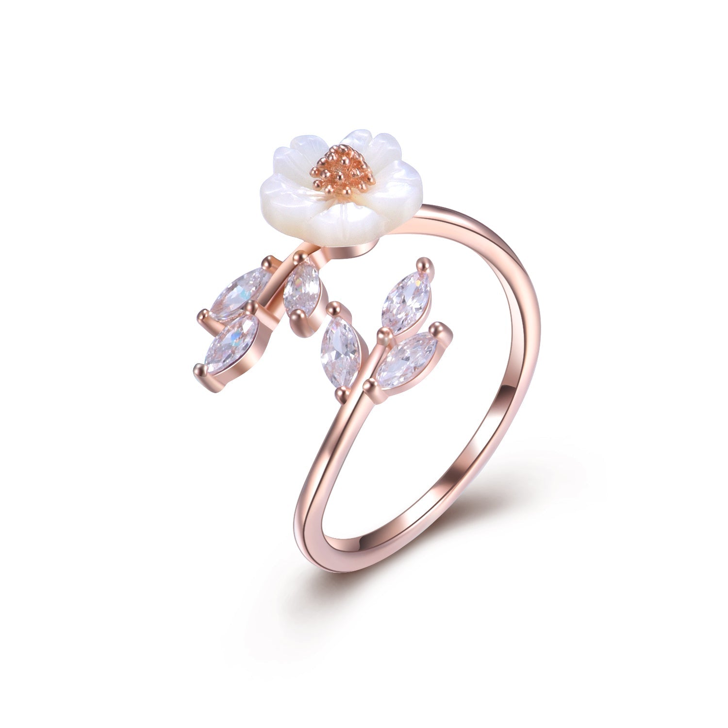 Swarovski Crystal Flower Ring 18k Rose Gold Plated - The Avenue44