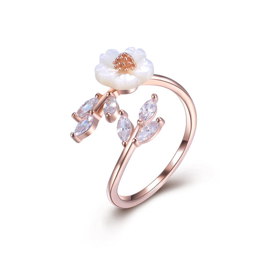 Swarovski Crystal Flower Ring 18k Rose Gold Plated - The Avenue44