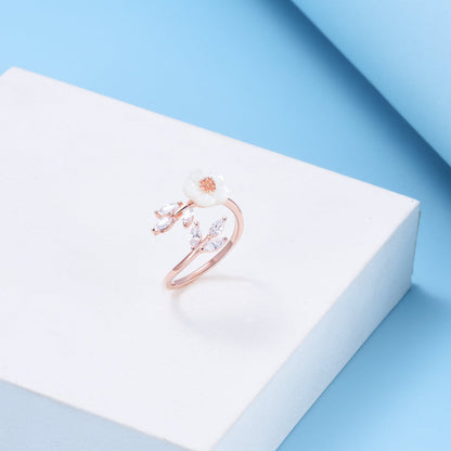 Swarovski Crystal Flower Ring 18k Rose Gold Plated - The Avenue44