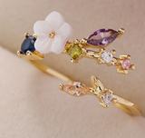 14K Gold Adjustable Ring with crystals from Swarovski - The Avenue44