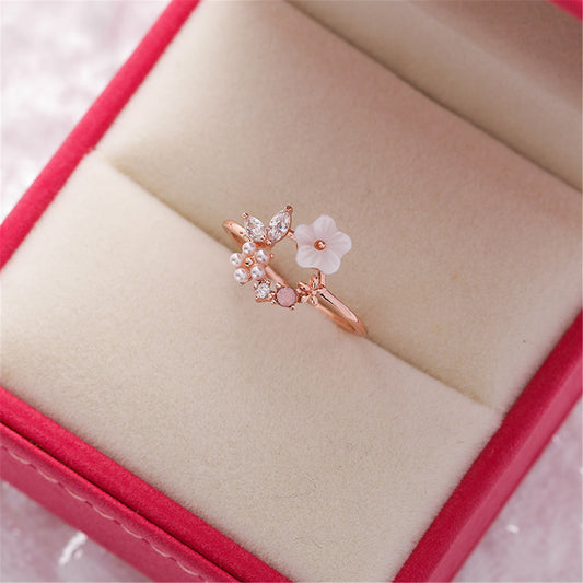 14K Gold Adjustable Ring with crystals from Swarovski - The Avenue44