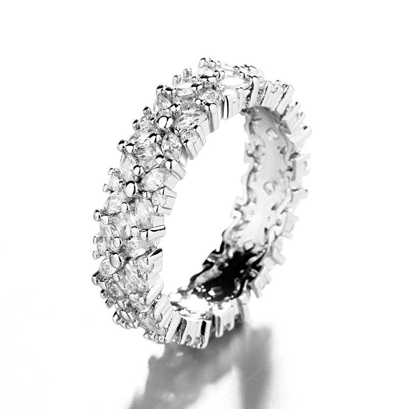 Sterling Silver Marquise-Cut Flower Ring With crystals from Swarovski - The Avenue44