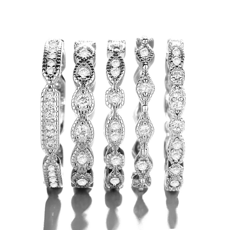 18K White Gold Infinity Band Set With Swarovski Crystals - The Avenue44