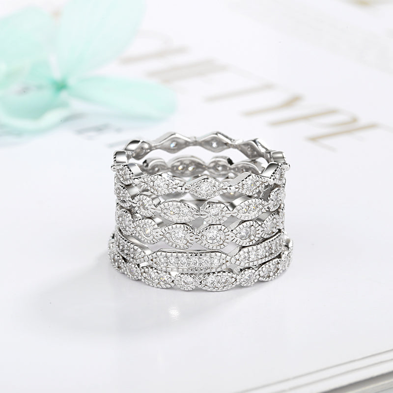 18K White Gold Infinity Band Set With Swarovski Crystals - The Avenue44
