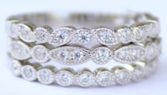 18K White Gold Milgrain Eternity Band Set with Swarovski - The Avenue44