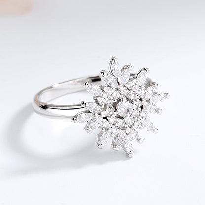 Sterling Silver Sunburst Marquise Ring With Swarovski Crystals - The Avenue44